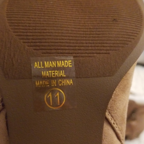 Zipper Beige Faux Suede Heel Ankle Bootie - Picture 5 of 5